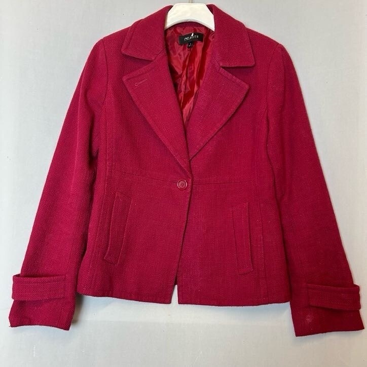 Talbots Blazer Jacket Womens 8 Red Buttons Collar